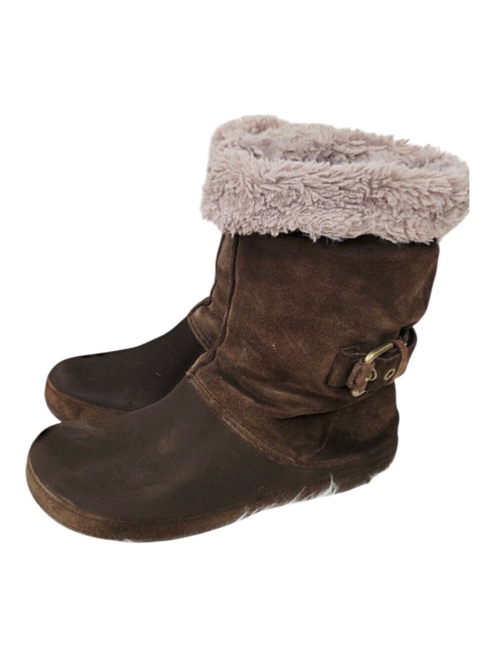 CROCS 9 Brown Faux Fur-Lined Mid-Calf Boots